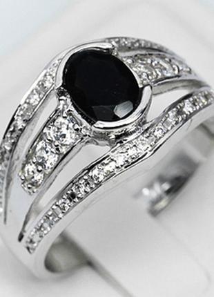 Серебряное кольцо с естественным черным опалом