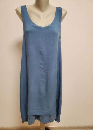 Очень шикарное итальянское платье свободного фасона серо-синег...