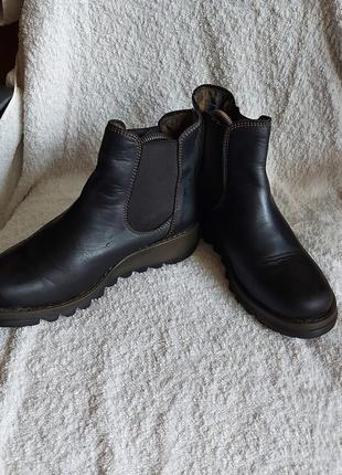 Сапоги ботинки челси fly london 37p черные кожаные