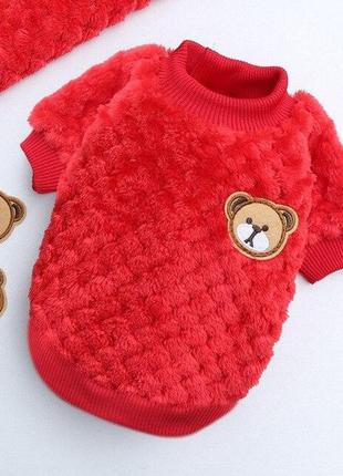 Толстовка для собак  свитер с мишкой красный l