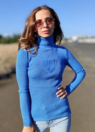 Базовый осенний голубой свитер 42-46 размер