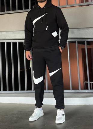 Nike set big swoosh тёплые мужские спортивные костюмы худи+штаны