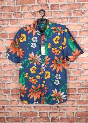 Рубашка гавайская на короткий рукав с цветами primark