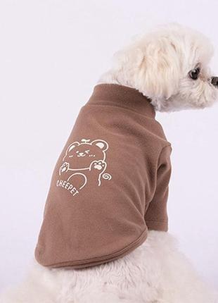 Толстовка для собак  свитер с мишкой коричневый s