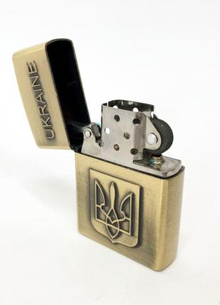 Зажигалка бензиновая герб Украины 4410, зажигалка в подарок, с...