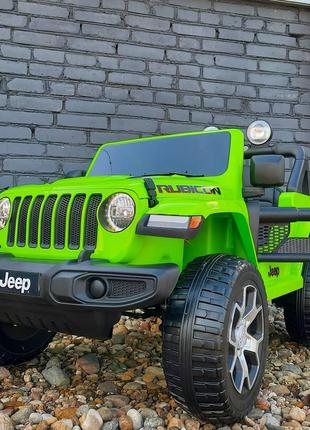 Детский электромобиль Jeep Rubicon 4WD (зеленый цвет) с пульто...