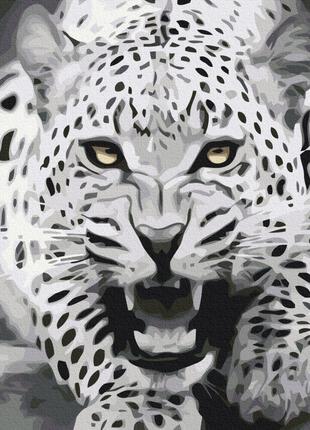 Картины по номерам 40×50 см. Черно-белый ягуар.Brushme