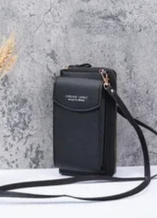 Женский клатч - кошелек сумочка для телефона черная