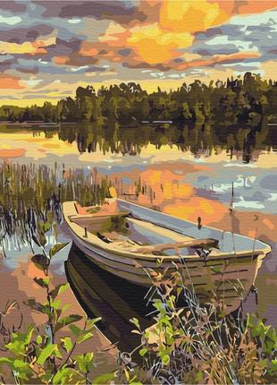 Картина по номерам 40×50 см. Лодка на реке. Brushme