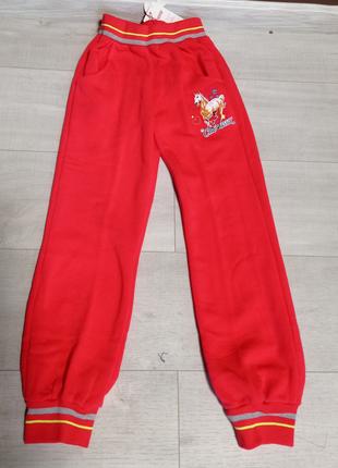 Дитячі спортивні штани з начосом для дівчинки Конячка 3-9 рокі...