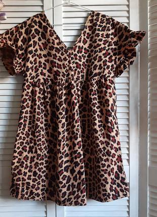 Натуральное платье в леопардовый, животный принт asos