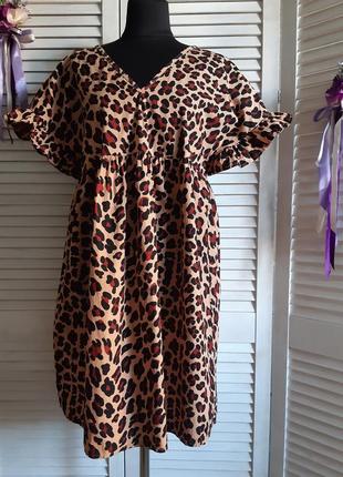 Натуральное платье в леопардовый, животный принт asos