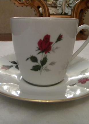 Старинная чайная двойка роза фарфор германия №ст25