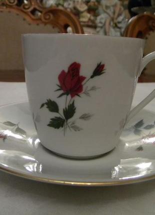 Старинная чайная двойка роза фарфор германия №ст25 )