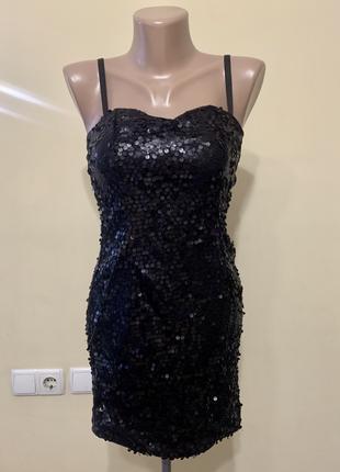 Серное платье H&M с пайетками  Размер 34/4 xs