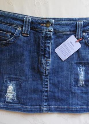 Юбка джинс с «рваным» декором look размер 14 (40) - идет на 48...