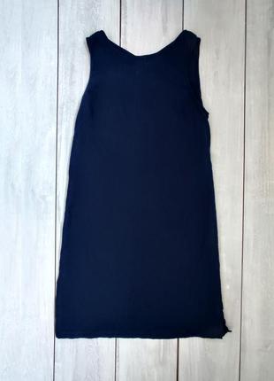 Качественное прямое синее льняное платье с вискозой 12-14 р