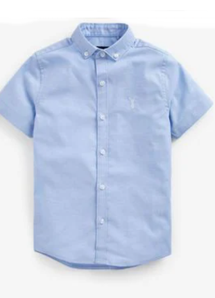 Голубая фирменная рубашка next на мальчика 7 лет