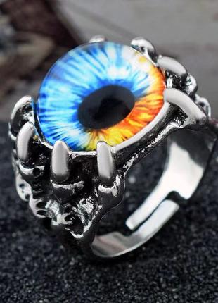 Мужское женское кольцо глаз око дракона разноцветный без размера