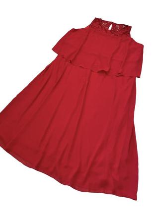 Платье красное длинное макси плюс сайз крупный евро 6069 32