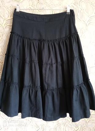 (413) моногоярусная котоновая юбка  на подкладке