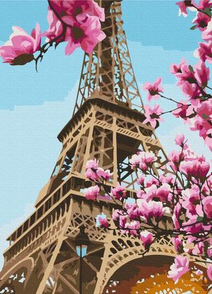 Картины по номерам 40×50 см. Сакура в Париже. Brushme