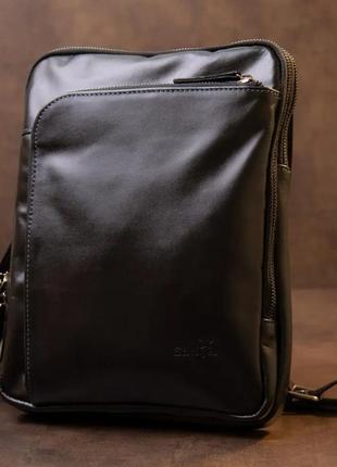 Мужская сумка-планшет кожаная черная