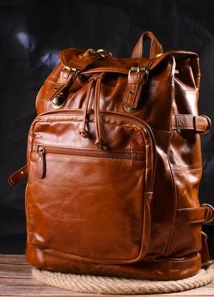 Рюкзак винтажный коричневый кожаный