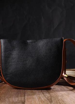 Женская сумочка кросс-боди кожаная черная