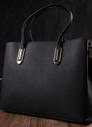 Стильная сумка для деловой женщины черная кожаная