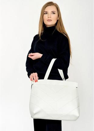 Женская белая сумка шоппер