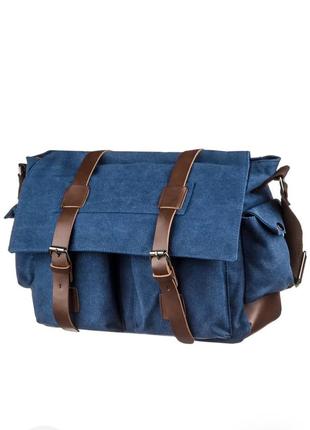 Мужской портфель синий текстильный