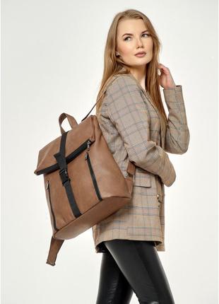 Жіночий рюкзак стильний коричневий нубук