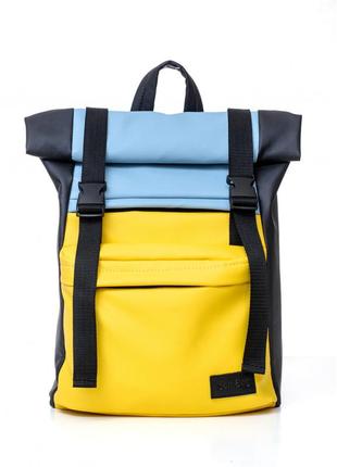 Рюкзак синьо-жовтий ролл топ