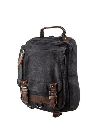 Сумка-рюкзак на одне плече чорна текстильна