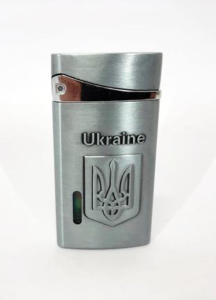 Турбо зажигалка, карманная зажигалка "Ukraine" 325. Цвет:
сере...