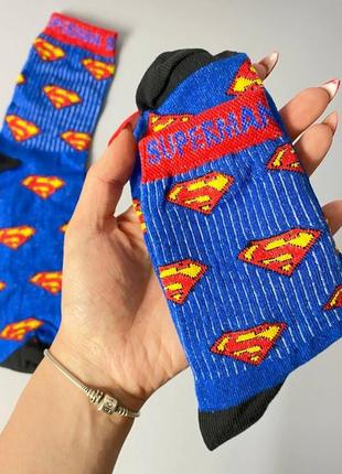 Шкарпетки жіночі високі 1 пара "superman" сині 36-41 р бавовняні