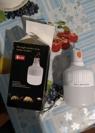 Лампа LED 60вт на акомуляторе для кемпинга, для дома