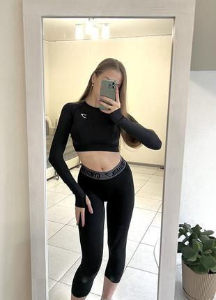 Черные лосины gymshark леггинсы