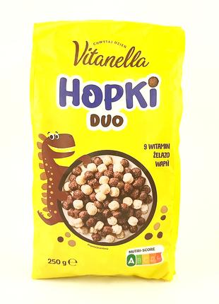 Злаковые шоколадные и ванильные шарики Vitanella Hopki Duo 250...