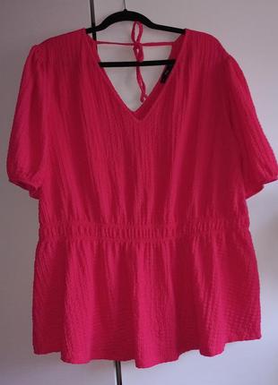 Розовая фукси неоновпя блуза блузка туника футболка батал