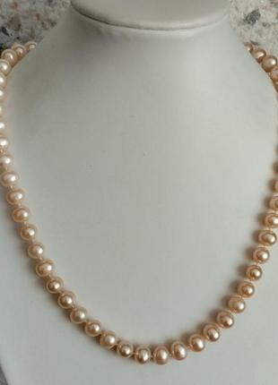 Колье ожерелье с натуральными морськими жемчугами жемчуг