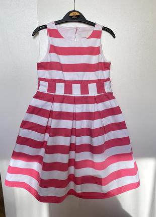 Праздничное платье 116р розовое полоска