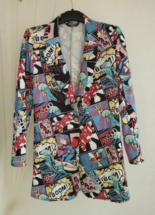 Стильный удлиненный блейзер пиджак для девочки подростка Shein