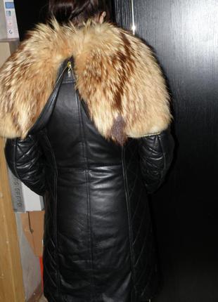 Шикарный зимний кожаный пальто куртка удлиненная