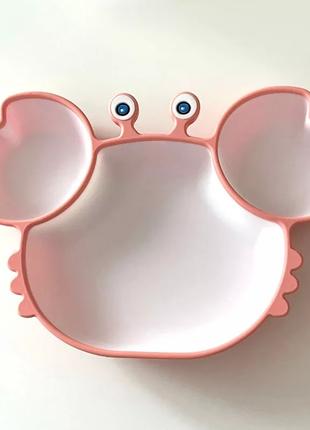 Силиконовая секционная тарелка Краб. Посуда для детей