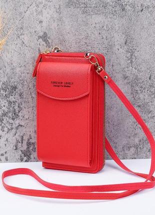 Жіночий клатч — гаманець сумочка для телефона червоний
