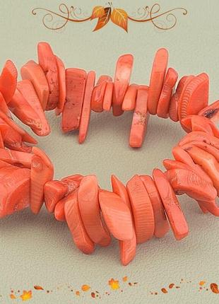 Дизайнерский браслет c оранжевым натуральным кораллом