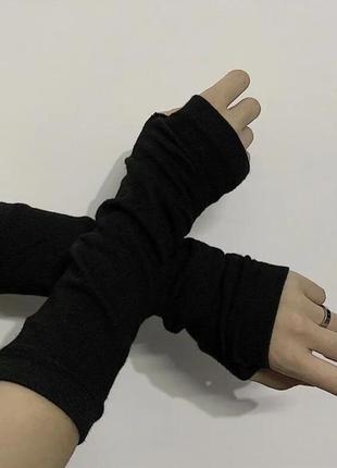 Черные перчатки митенки косплей аниме рукава перчатки черные