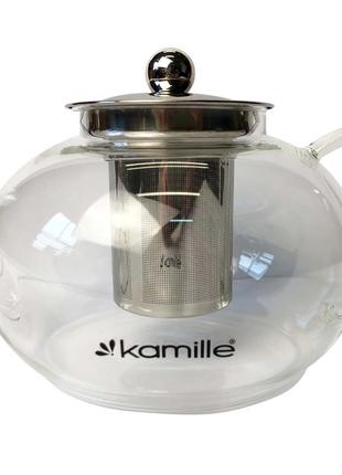Чайник стеклянный огнеупорный Kamille - 500мл с заварником